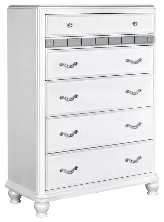 B00764 White Upholstered Panel Bedroom Set