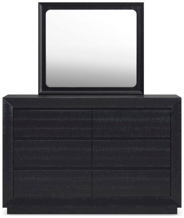 Londer Black 6 Drawer Dresser and Rectangular Mirror