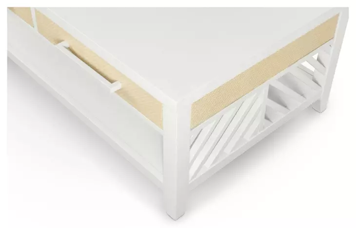 Miramar Sand and Stark White Rectangular Cocktail Table with Casters