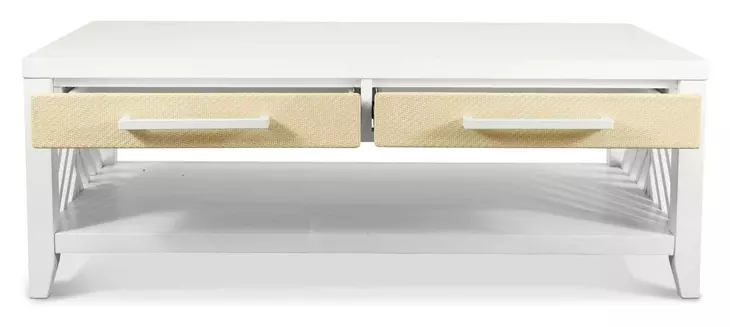 Miramar Sand and Stark White Rectangular Cocktail Table with Casters