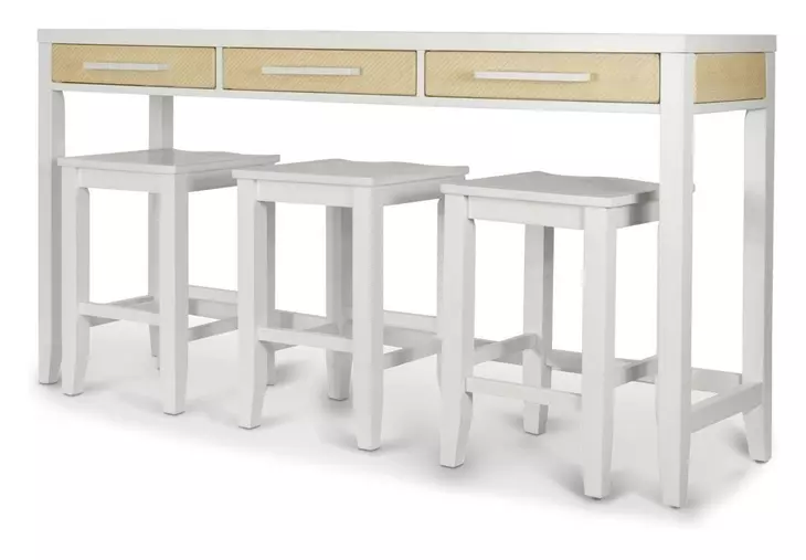Miramar Sand and Stark White Rectangular Console Table with USB Charging