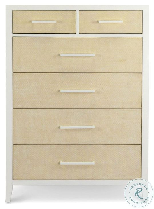 Oceanview Sand and Stark White 6 Drawer Woven Chest