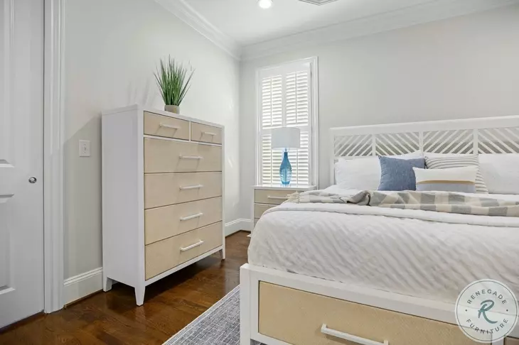 Oceanview Sand and Stark White 6 Drawer Woven Chest