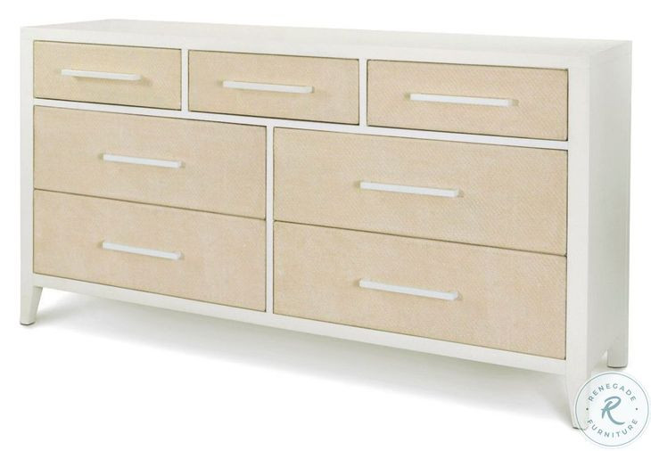 Oceanview Sand and Stark White 7 Drawer Woven Dresser