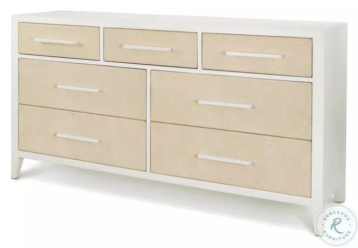 Oceanview Sand and Stark White 7 Drawer Woven Dresser