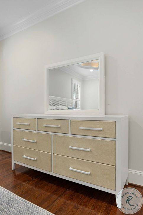 Oceanview Sand and Stark White 7 Drawer Woven Dresser