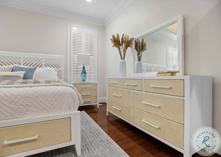 Oceanview Sand and Stark White 7 Drawer Woven Dresser