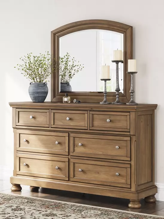 brown mirrored dresser Dean Smoked Mirror Created with casual spaces in mind GRANDOVER Dark Brown 67" Wide