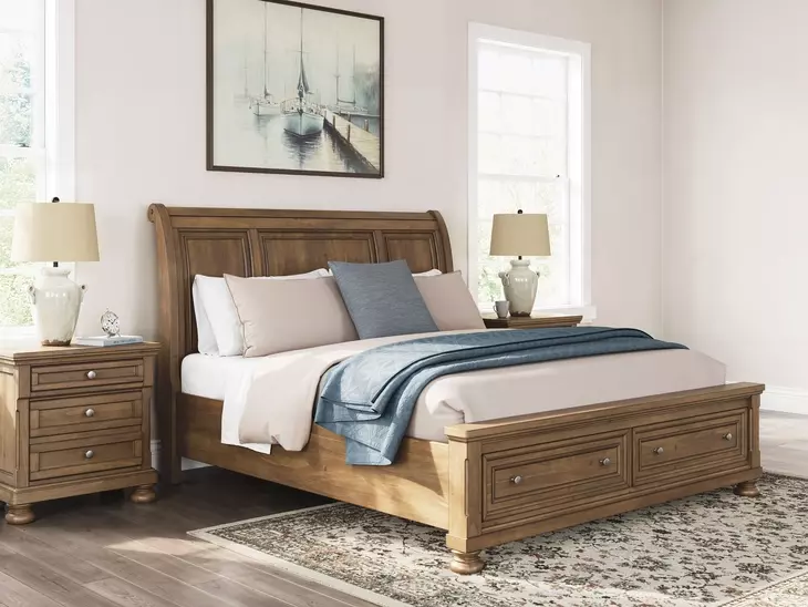 Vandenmore Medium Brown Sleigh Storage Bedroom Set