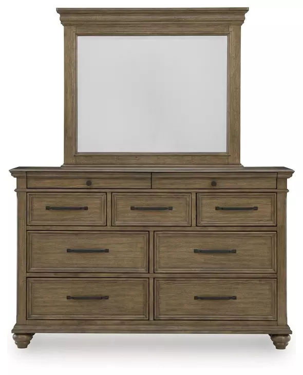 Waynely Medium Brown Dresser and Mirror