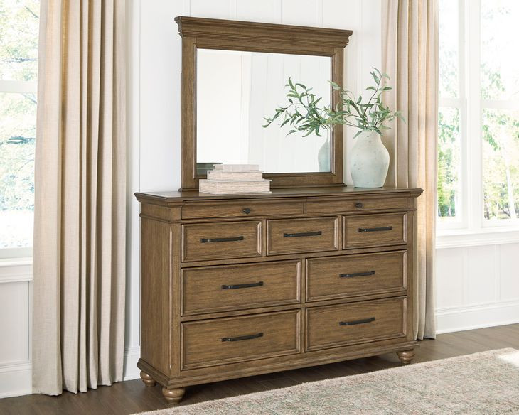 Drojan Medium Brown Dresser and Mirror