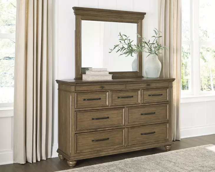 Waynely Medium Brown Dresser and Mirror