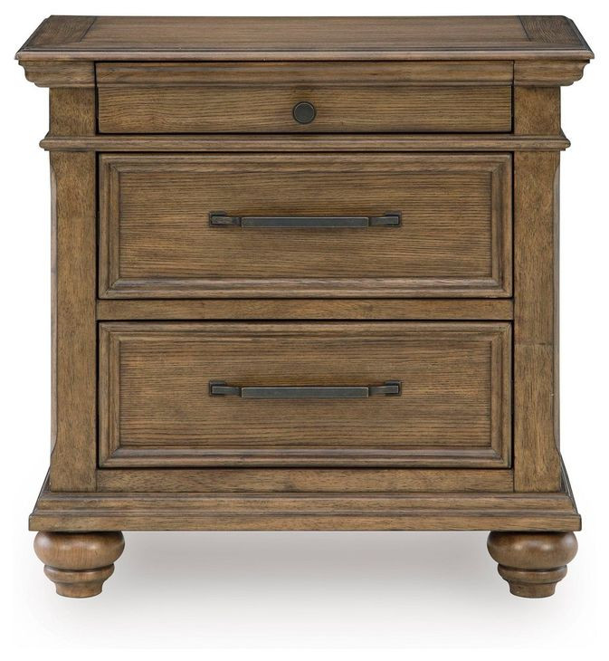 Drojan Rich Medium Brown 3 Drawer Nightstand