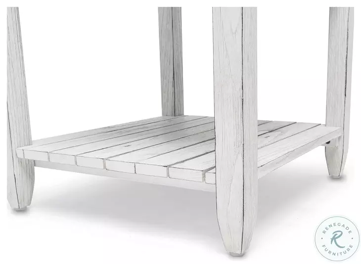 Garden Gate Distressed Bleu and White Rectangular End Table