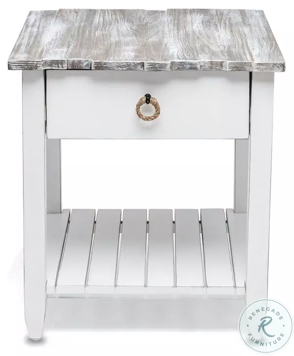 Garden Gate Distressed Grey Rectangular End Table