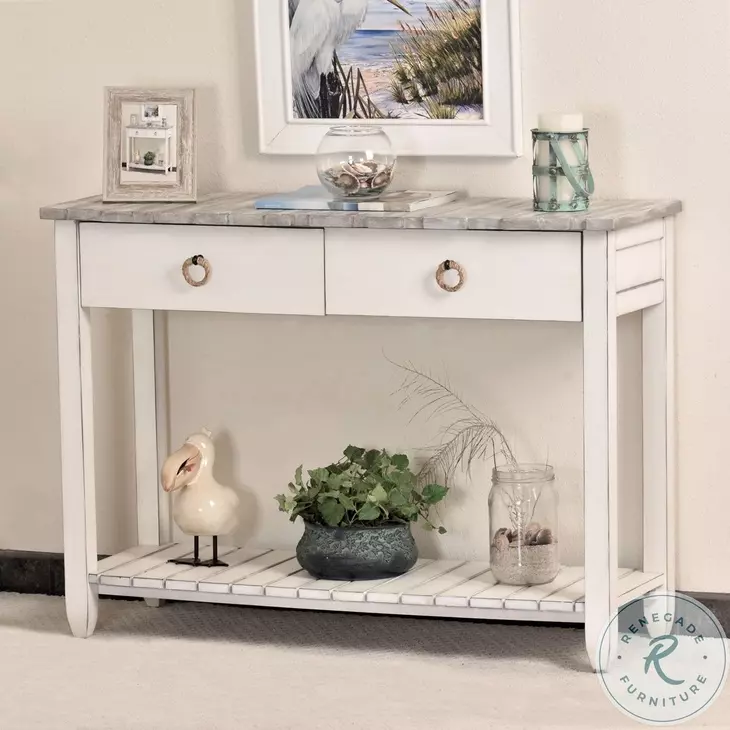 Garden Gate Distressed Grey Rectangular Console Table