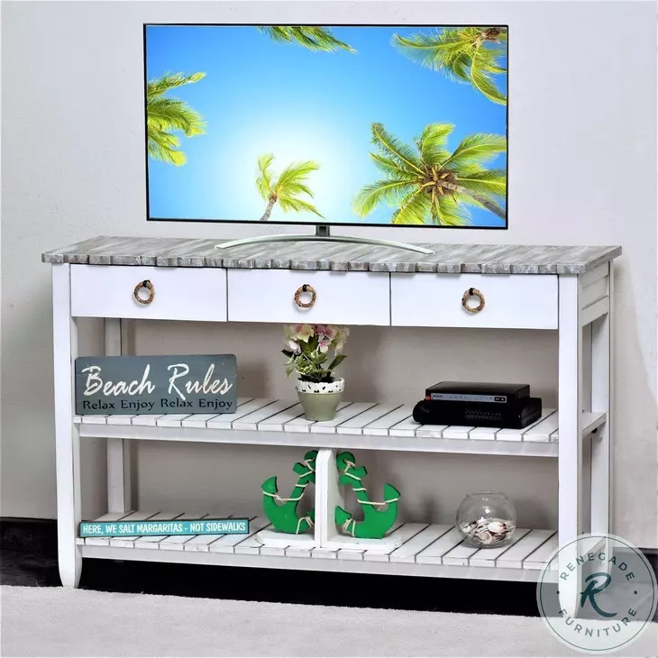 Garden Gate Distressed Grey Entertainment Center