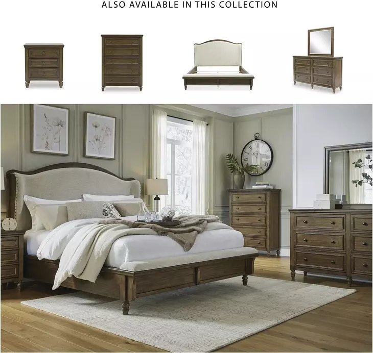 Sturlayne Cream And Brown Queen Upholstered Panel Bed