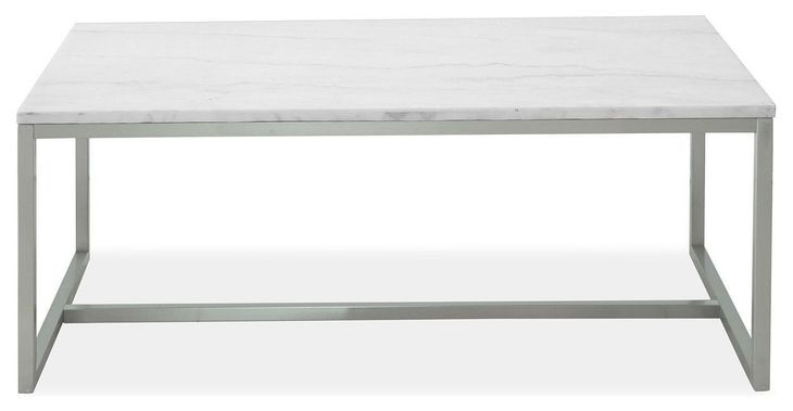 Isolde White and Brushed Nickel Rectangular Marble Top Cocktail Table