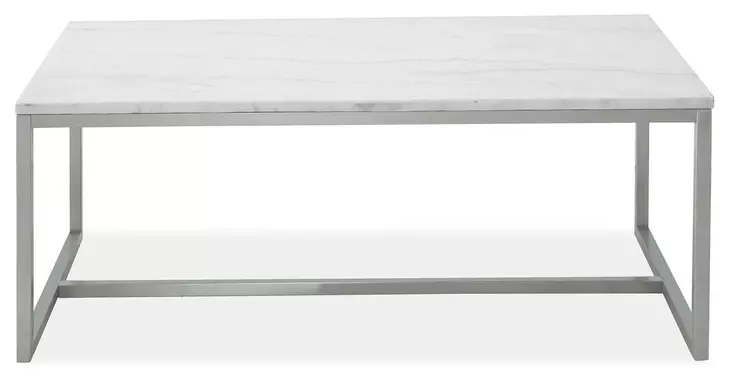 Isolde White and Brushed Nickel Rectangular Marble Top Cocktail Table