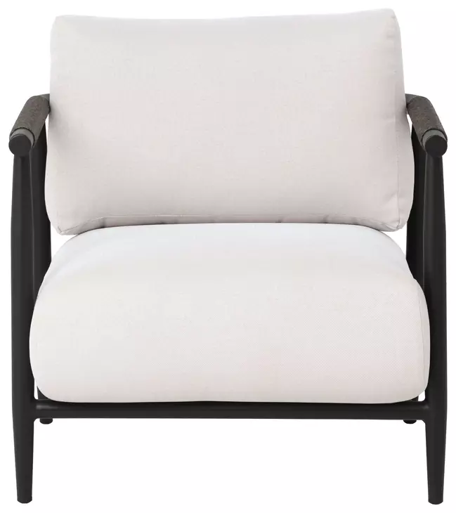 Brielle Palazzo Cream and Black Performance Fabric Upholstered Outdoor Lounge Chair