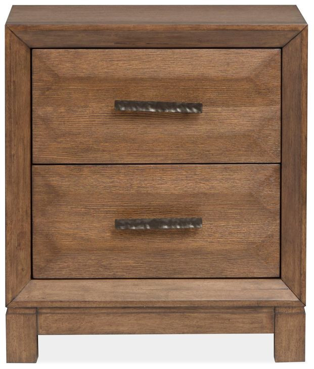 Callisto Bourbon Brown 2 Drawer Nightstand with USB Charging