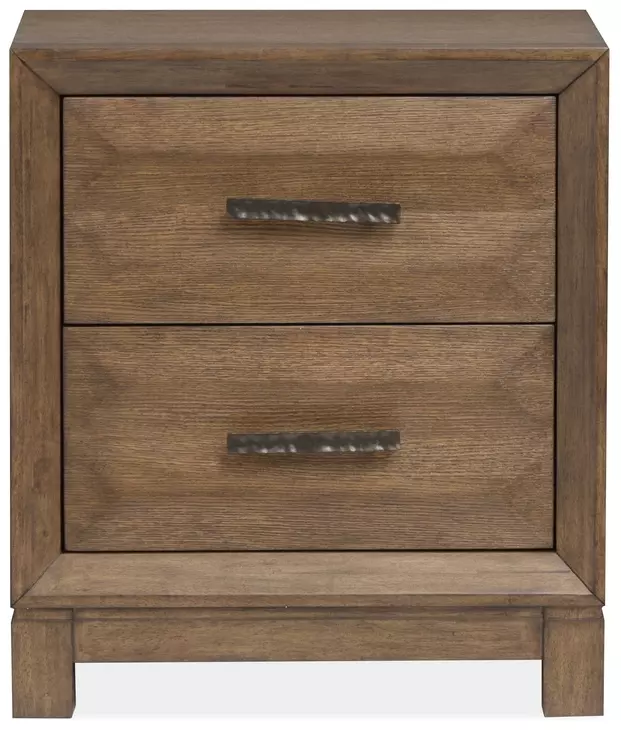 Callisto Bourbon Brown 2 Drawer Nightstand with USB Charging