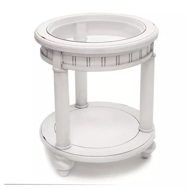 Monaco Blanc Oval Glass Top Occasional Table Set with Pelican Insert