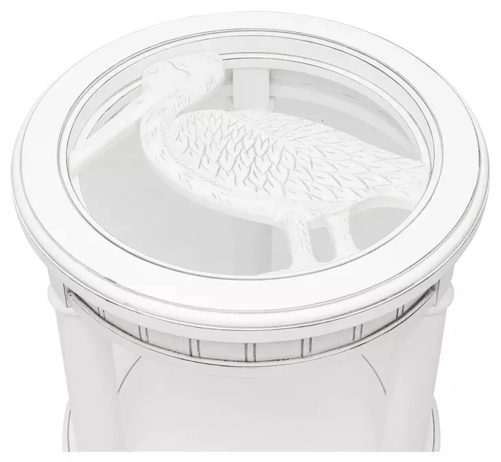 Monaco Blanc Round Glass Top End Table with Pelican Insert
