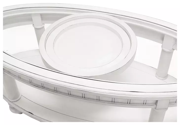 Monaco Blanc Oval Glass Top Coffee Table with Tray Insert