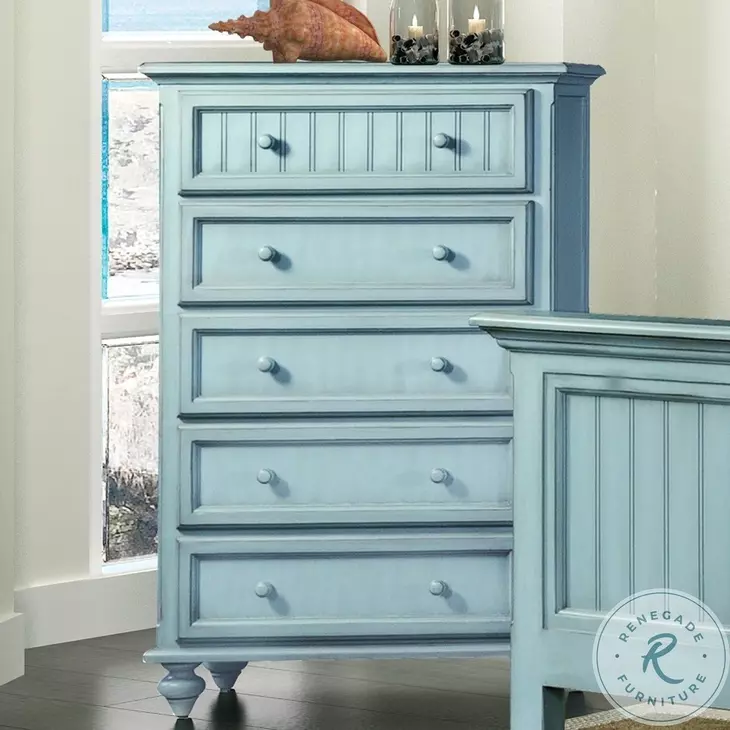 Riviera Bleu 5 Drawer Chest