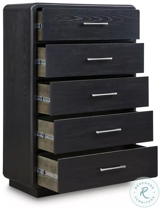 Rowanbeck Gray and Black Upholstered Panel Bedroom Set