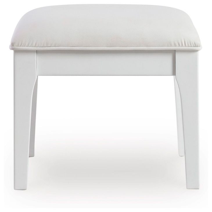 Chalanna White Upholstered Vanity Stool with Storage