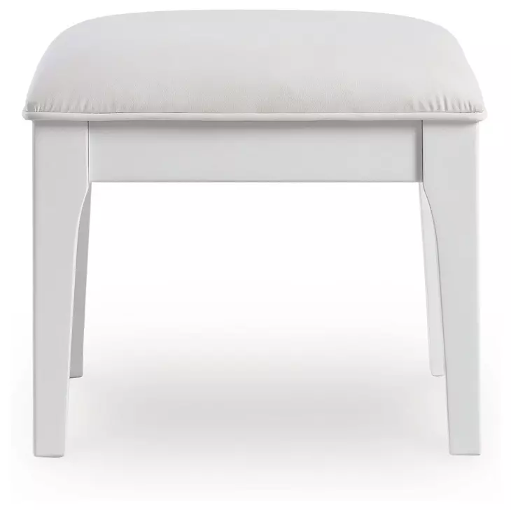 Chalanna White Upholstered Vanity Stool with Storage