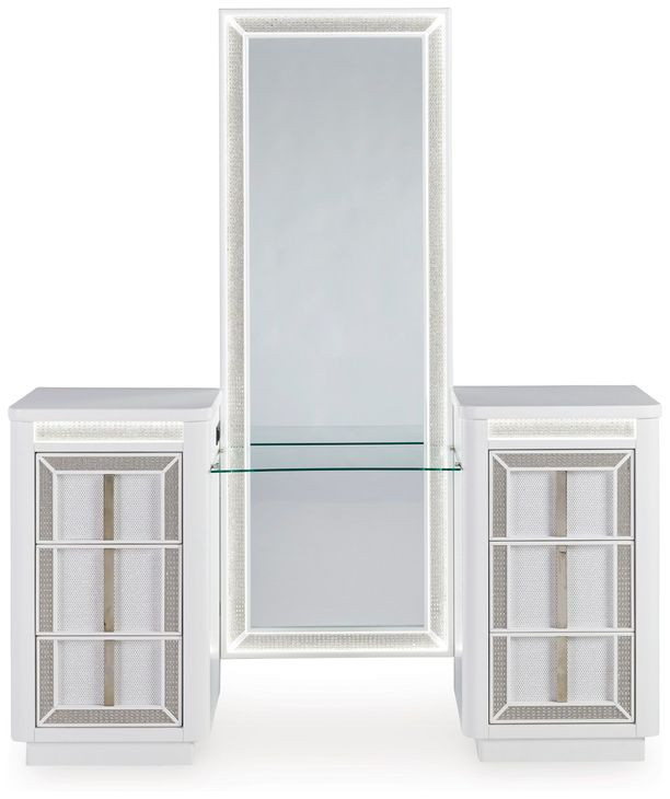 Chalanna White 6 Drawer Vanity Desk with USB Charging and LED