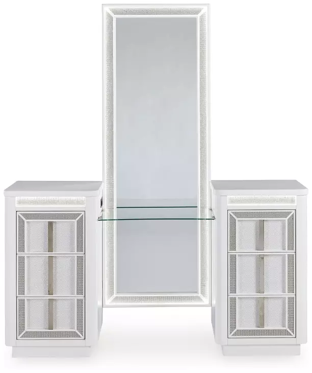 Chalanna White 6 Drawer Vanity Desk with USB Charging and LED