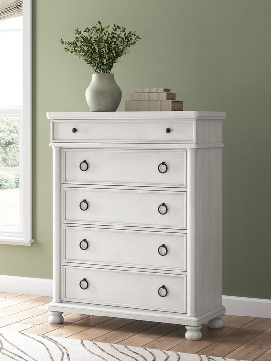 Greddinton Antique White 5 Drawer Chest