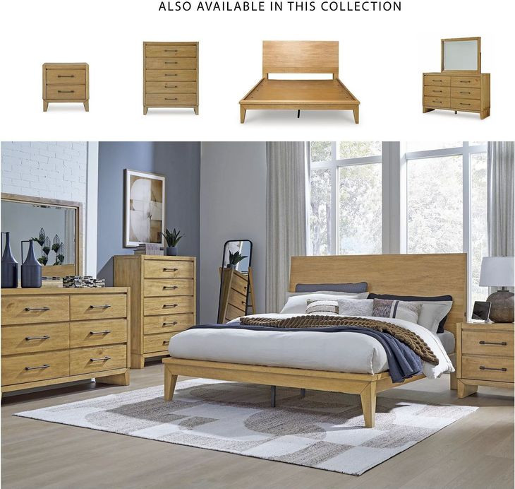 light brown dresser and nightstand Furniture of America Aveline Modern 3-Piece Rustic Oak Dresser and 2 Nightstand Bedroom Set