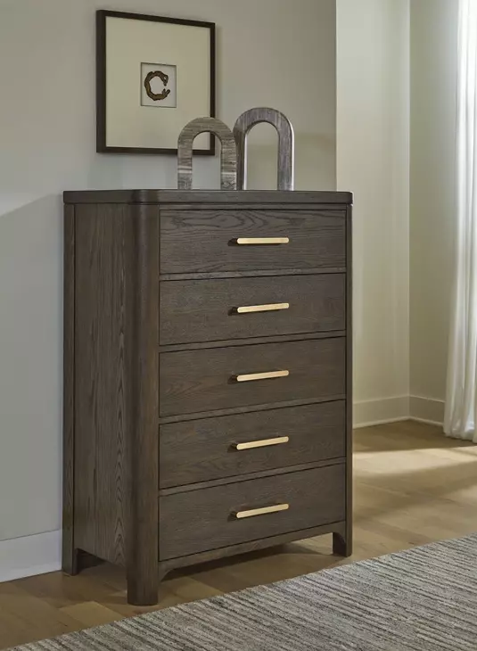 Darimore Burnished Brown 5 Drawer Chest