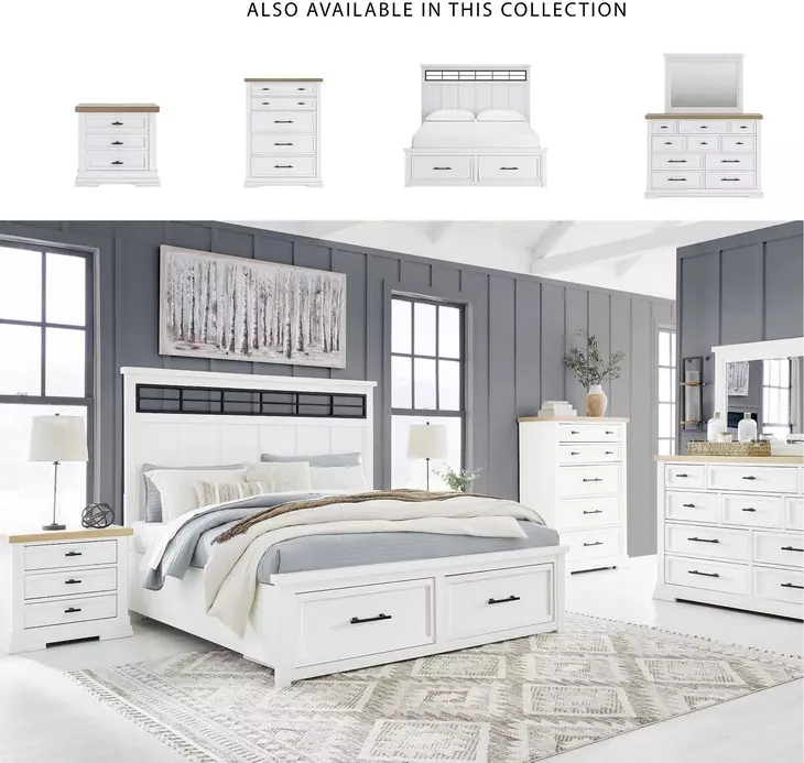 Ashbryn White And Natural 3 Drawer Nightstand