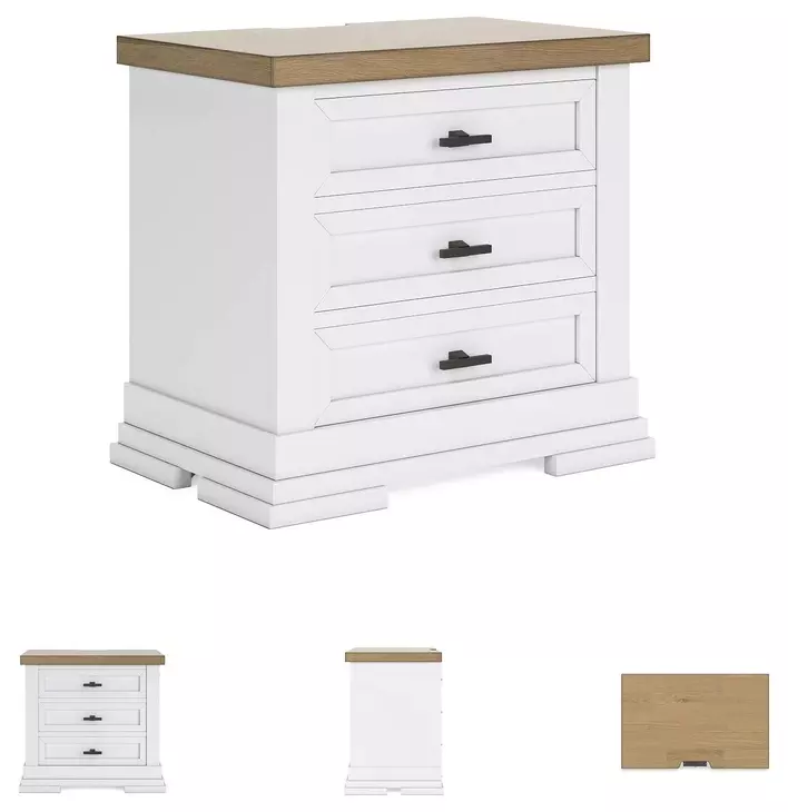 Ashbryn White And Natural 3 Drawer Nightstand From Ashley