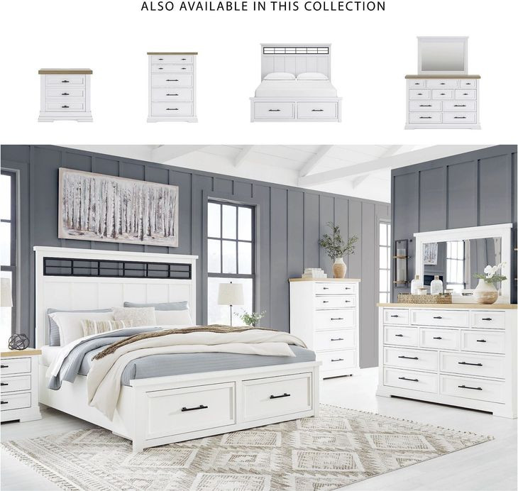 Ashbryn White And Natural California King Panel Storage Bed