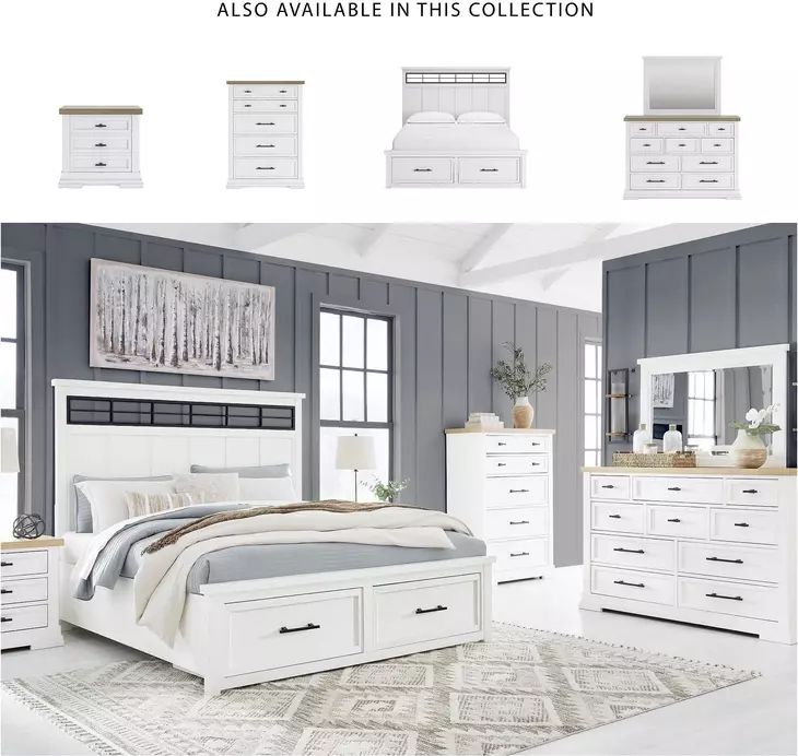 Ashbryn White And Natural California King Panel Storage Bed