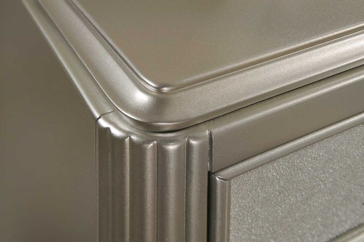 B0846J Silver 2 Drawer Nightstand