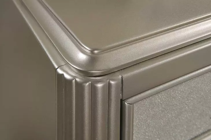 B0846J Silver 2 Drawer Nightstand