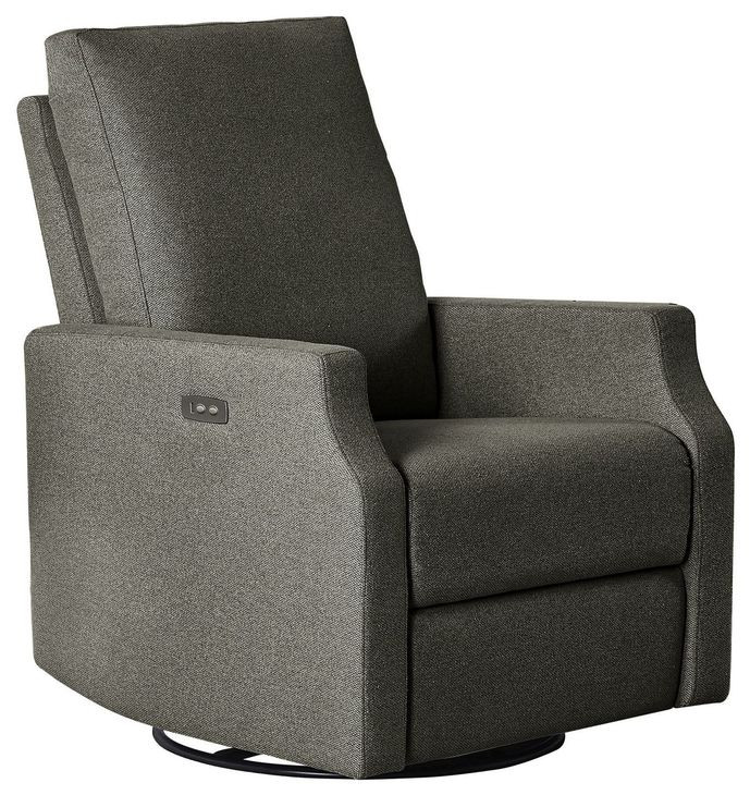 Louie Slate Swivel Glider Power Recliner with USB Charging