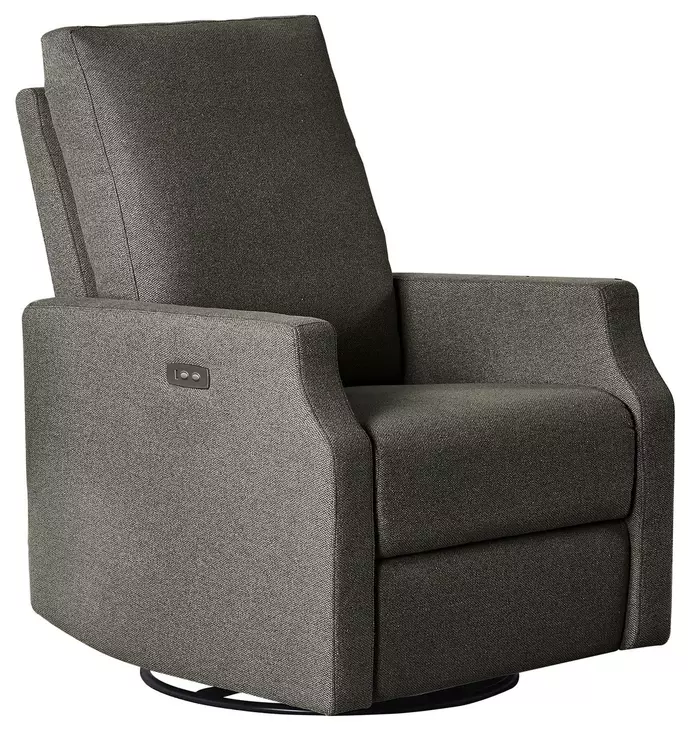 Louie Slate Swivel Glider Power Recliner with USB Charging