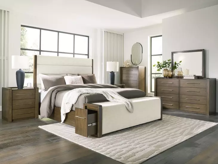 Marxmore Brown King Upholstered Storage Bed