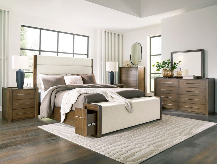 Kerlayne Brown Upholstered Storage Bedroom Set