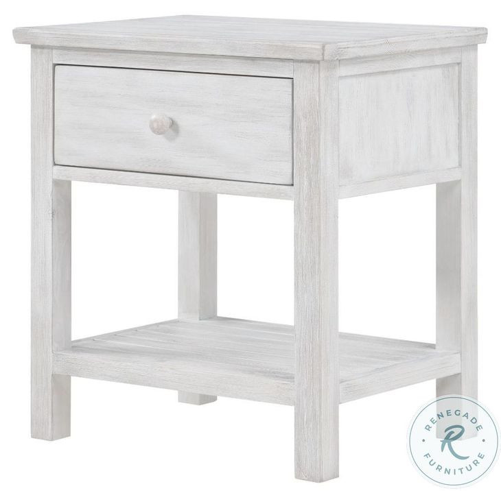 Lakeside Elegant Distressed 1 Drawer Nightstand with USB Charging